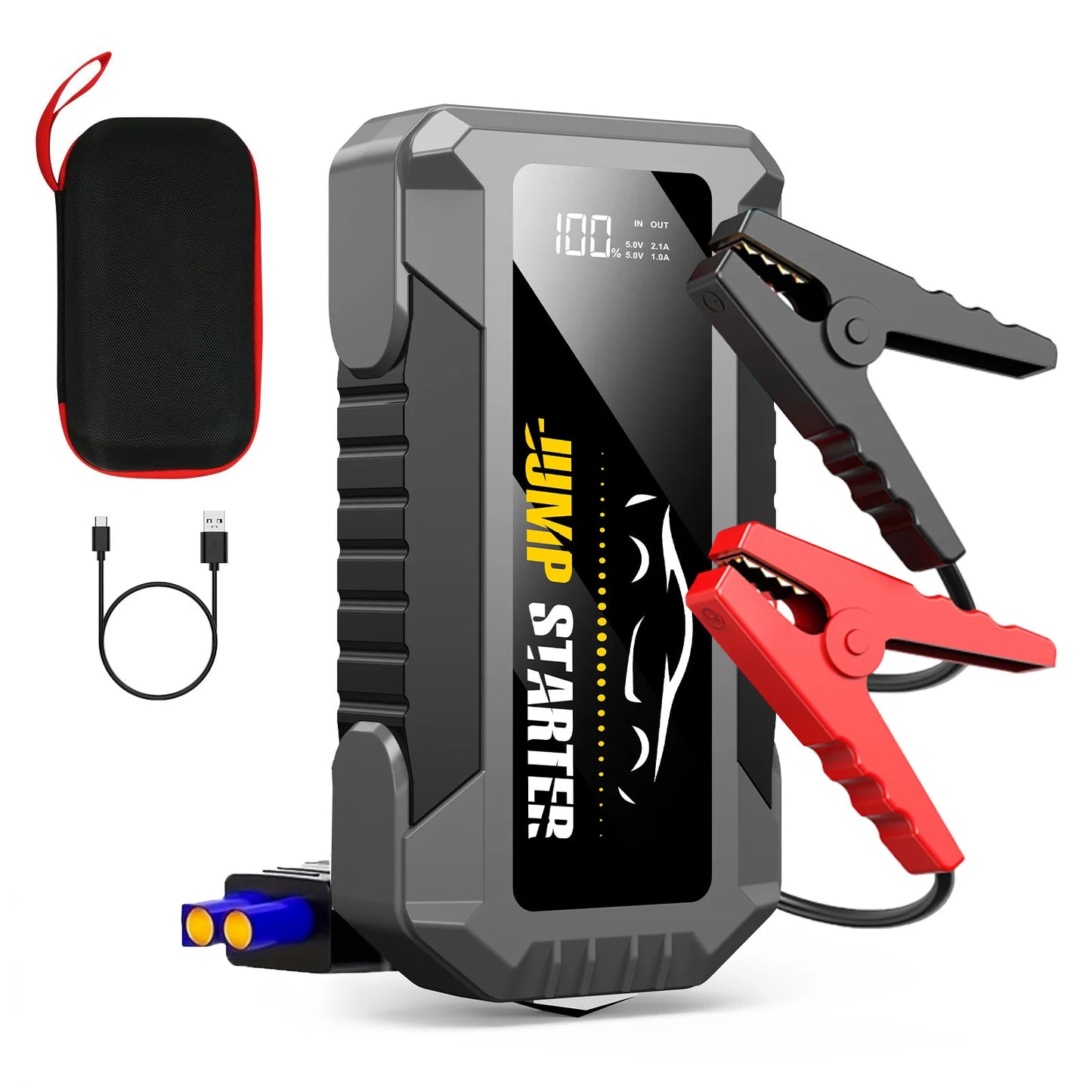 Car Jump Starter 5000A — 20000mAh Power Bank, Fast Charge, LED Flashlight
