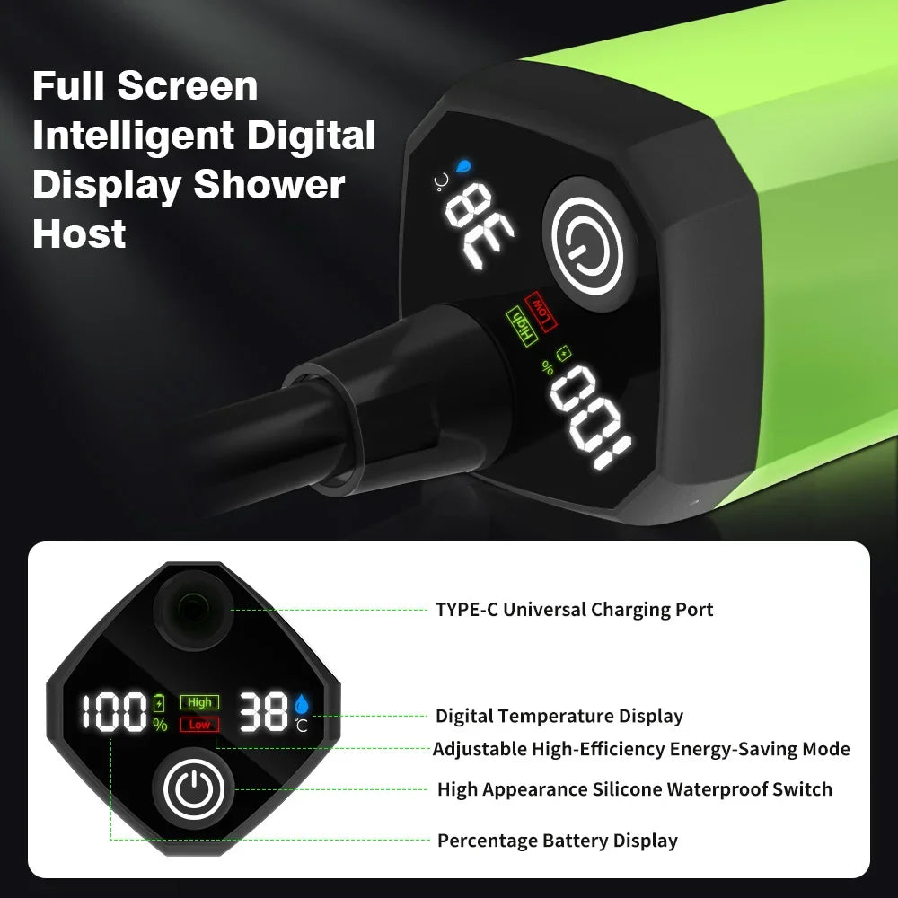 Bomba de ducha portátil para camping – Batería de 6000 mAh con pantalla digital para camping, caravanas y uso exterior