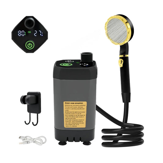 Camping Shower Pump 6000mAh | Digital Display | RV & Outdoor Kit