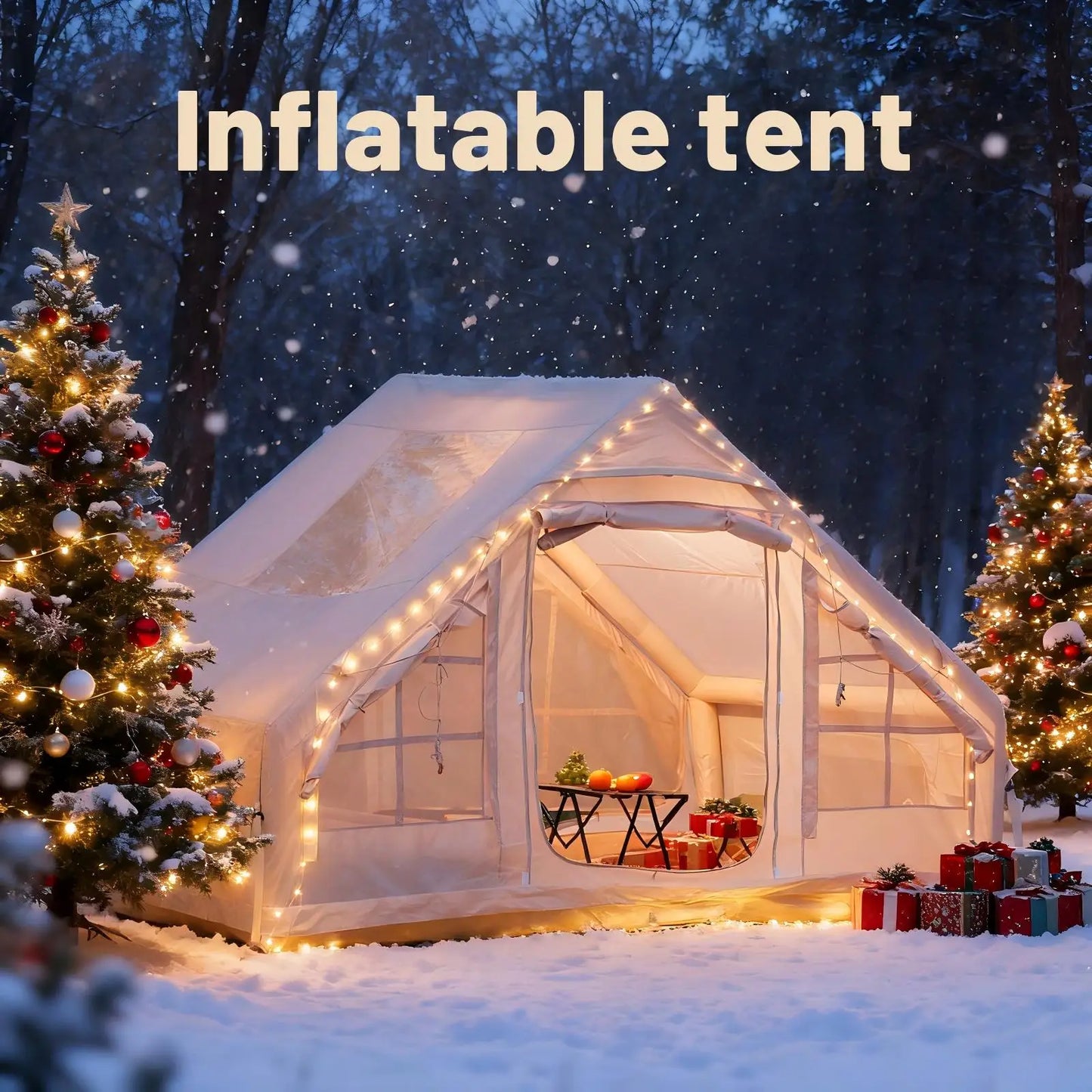 PAKICETUS Inflatable camping tent 4-8 people with windows portable water-resistant camping tent  Four season tents