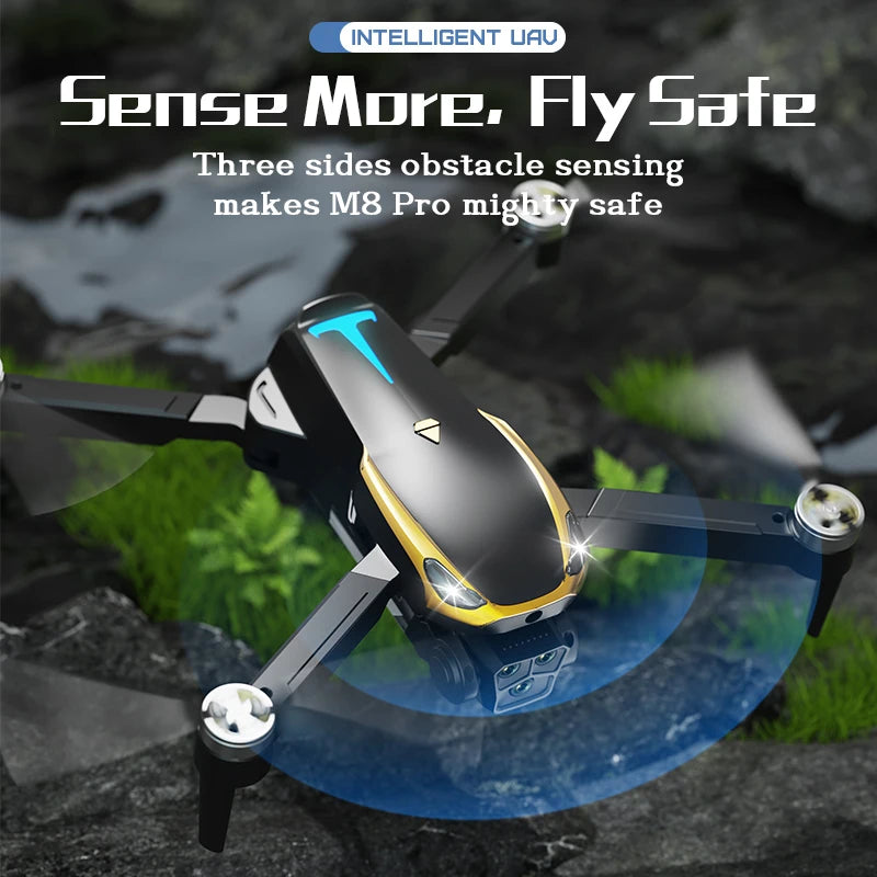 M8 Pro Drone — 2 Batteries, HD Camera, Brushless Motor, Obstacle Avoidance