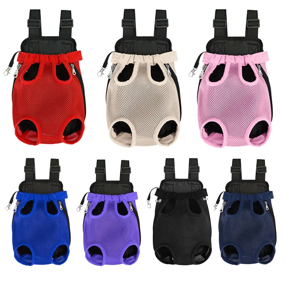 Portable Pet Backpack – Mesh Double Shoulder Carrier Bag for Cats & Dogs Outdoor Travel & Hiking