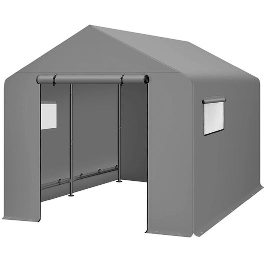 10x8ft Outdoor Storage Shed Carport Canopy Shelter with Dual Doors And Windows Metal Frame Weather-Resistant Customized