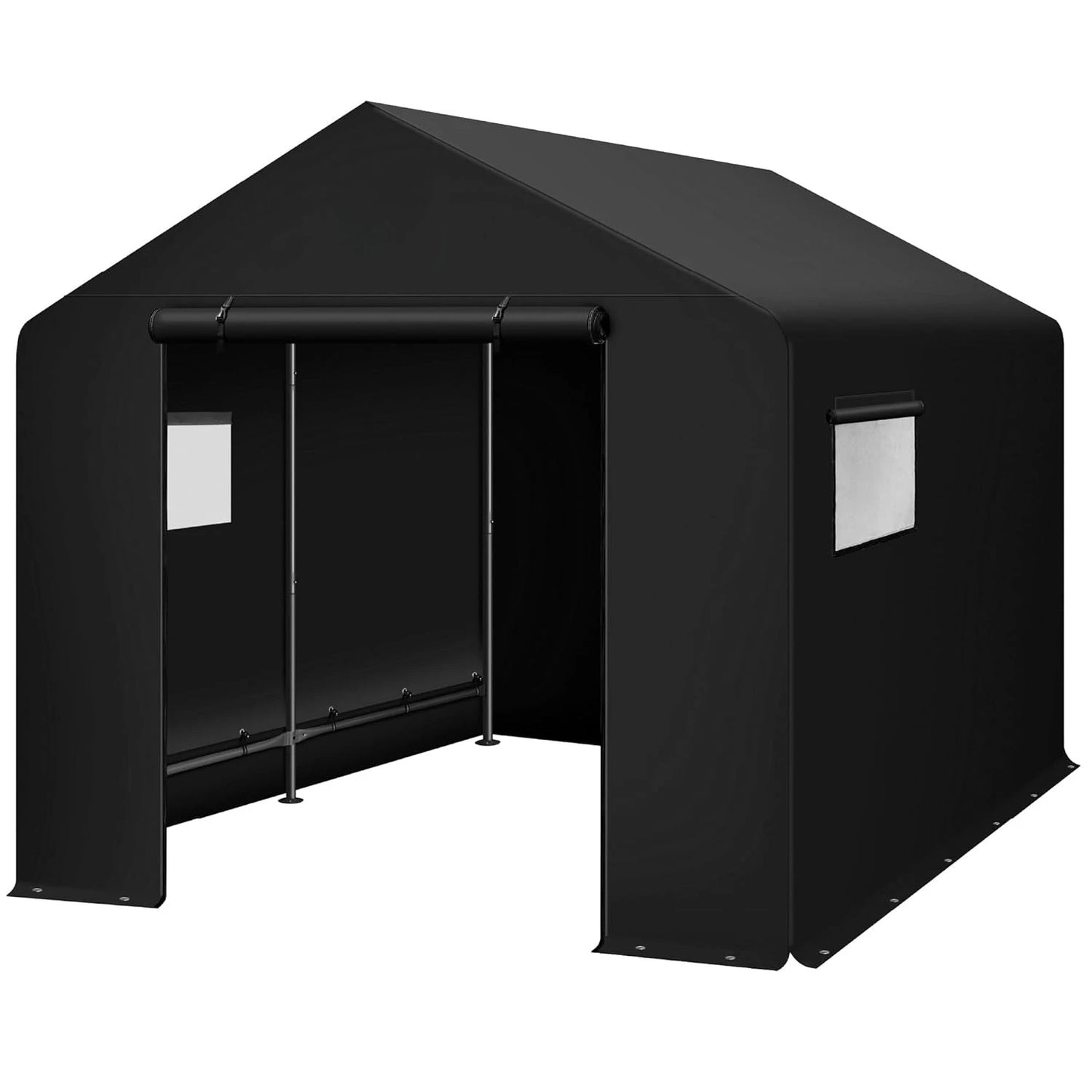 10x8ft Outdoor Storage Shed Carport Canopy Shelter with Dual Doors And Windows Metal Frame Weather-Resistant Customized