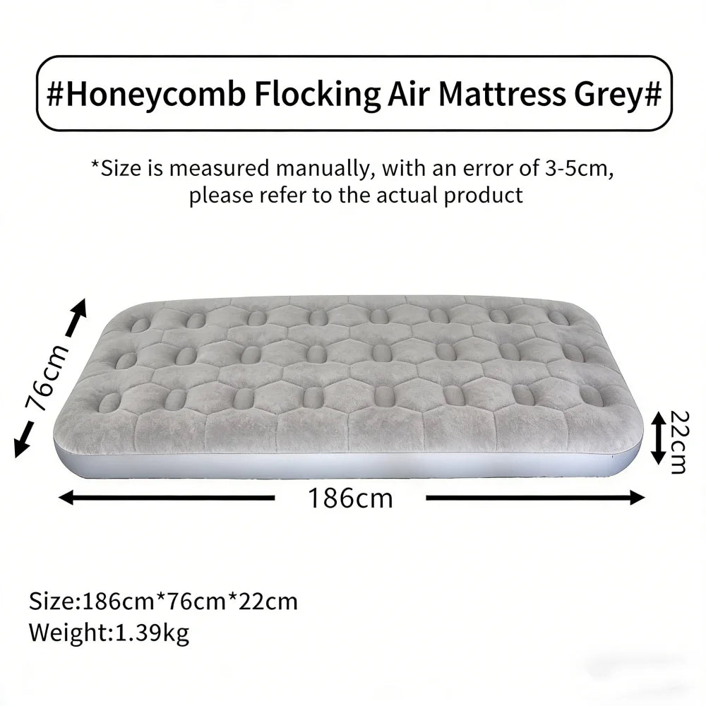Matelas de couchage gonflable floqué pour camping – Tapis de lit portable individuel pour tentes, randonnée et backpacking