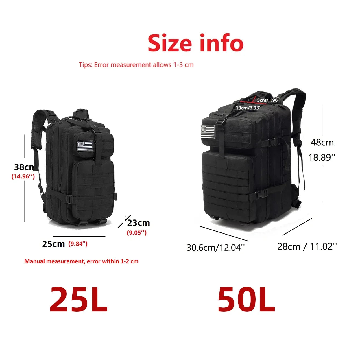 TacticalEdge Waterproof Backpack — 25L/50L Bug Out Bag