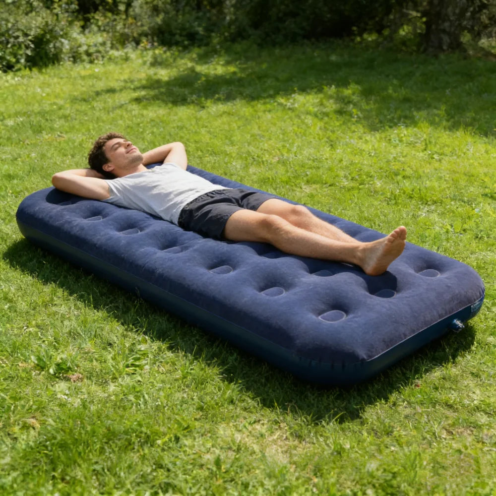 Matelas de couchage gonflable floqué pour camping – Tapis de lit portable individuel pour tentes, randonnée et backpacking