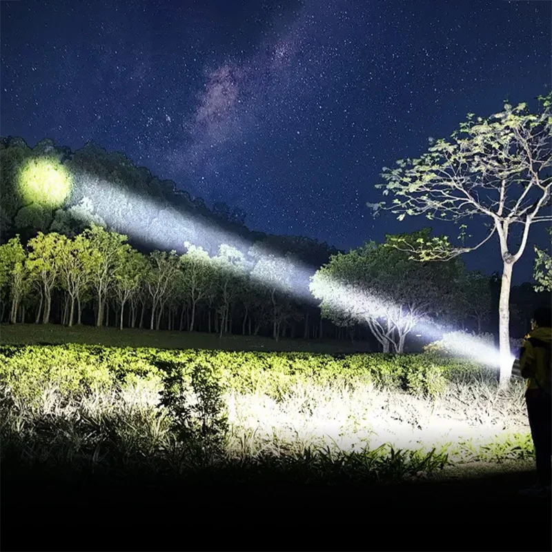 990000000LM LED Strong Light Flashlight Portable Rechargeable Lamp Built-in Battery Long Range Tactical Lantern Outdoor Lights