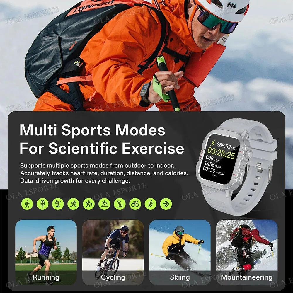 Military Smart Watch – GPS Flashlight 3ATM Waterproof Bluetooth Call 100+ Sport Modes Outdoor Smartwatch for Men