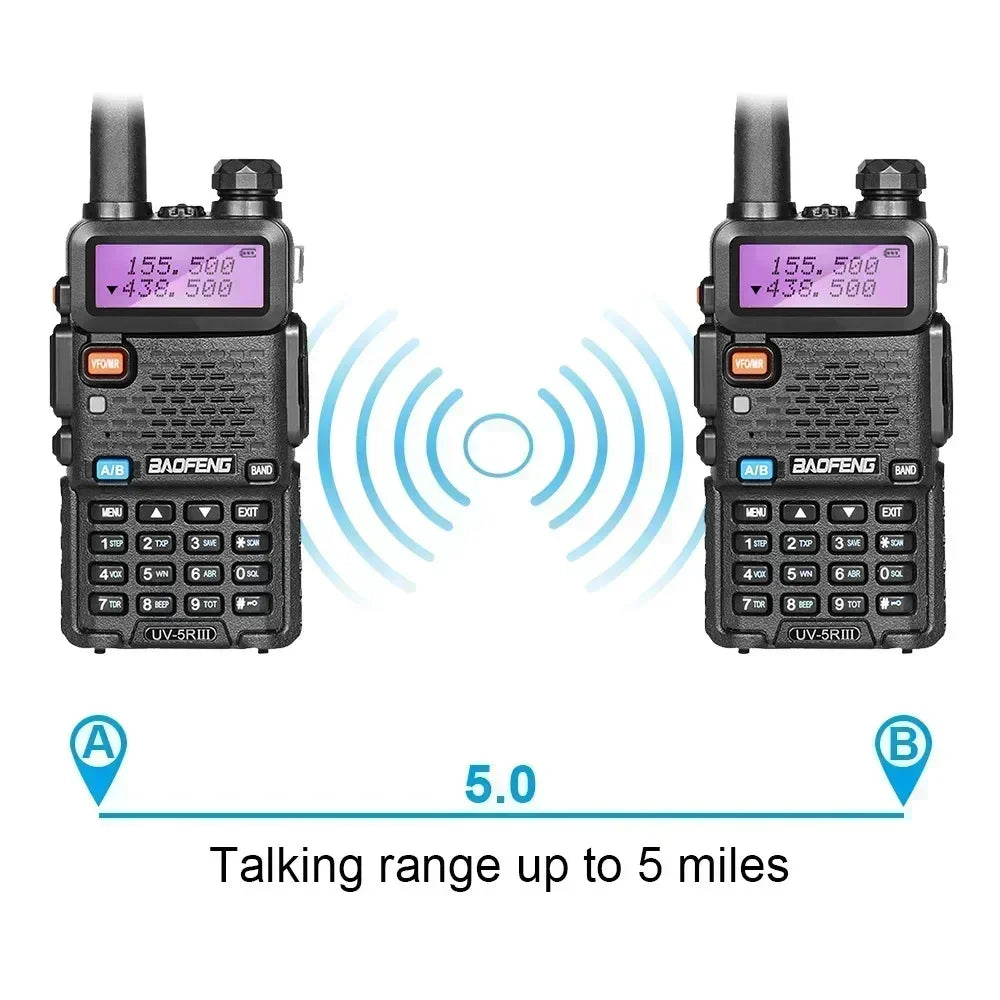 Baofeng UV-5R 4-Pack — Tri-Power 5W, Dual Band, Long Range Walkie Talkie