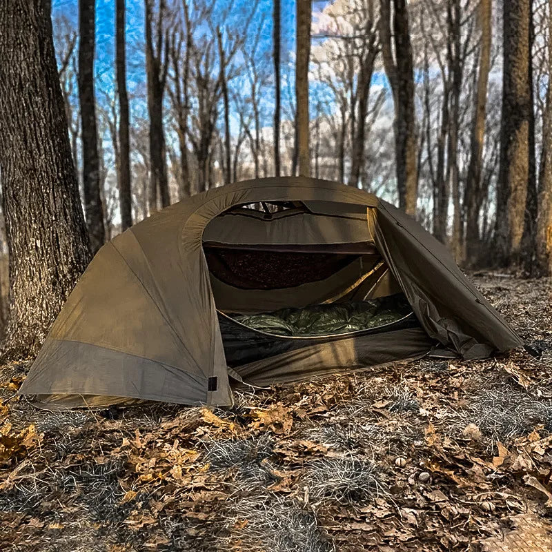 Single Person Tactical Camping Tent – Rainproof 210D Oxford Trekking Tent with Aluminum Poles for Hiking & Mountaineering