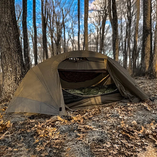 Single Person Tactical Camping Tent – Rainproof 210D Oxford Trekking Tent with Aluminum Poles for Hiking & Mountaineering
