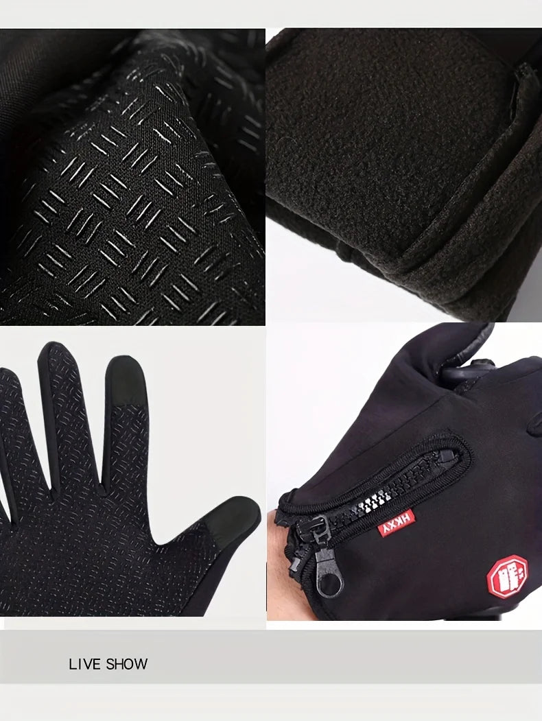 Touchscreen Winter Gloves – Windproof Non-Slip Warm Outdoor Gloves for Cycling, Driving, Motorcycle & Cold Weather