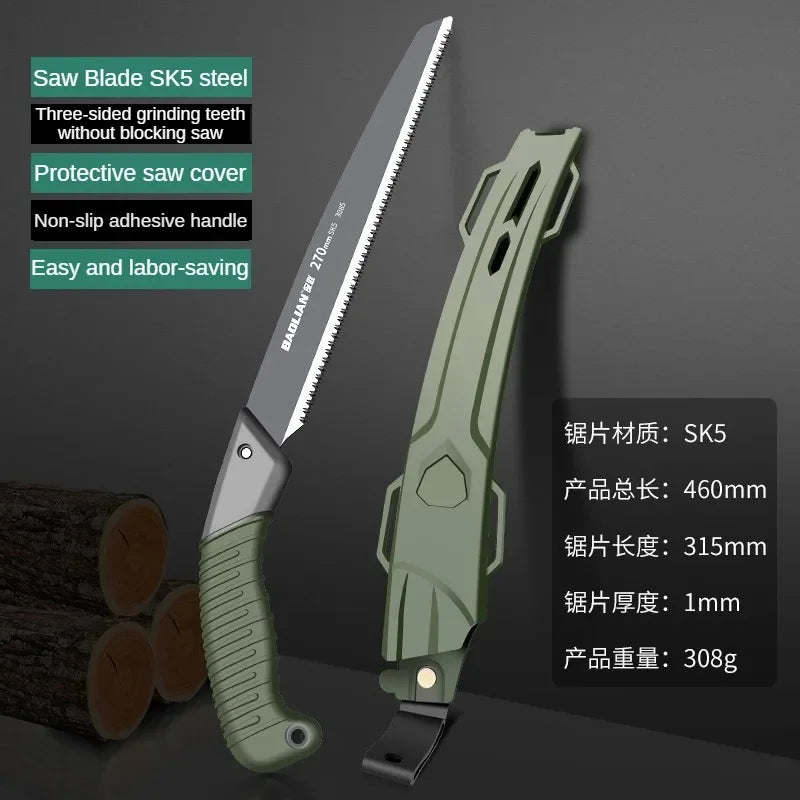 Serrucho plegable ergonómico SurvivalPro – Mango antideslizante para acampar, hacer senderismo y podar árboles