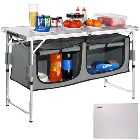 SucceBuy Folding Camping Kitchen Table – Portable MDF Table for Outdoor Picnics & BBQ