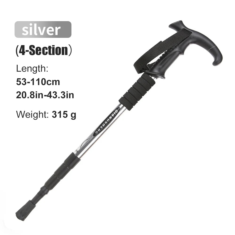Folding Trekking Pole – 4-Section Portable Telescopic Hiking Stick
