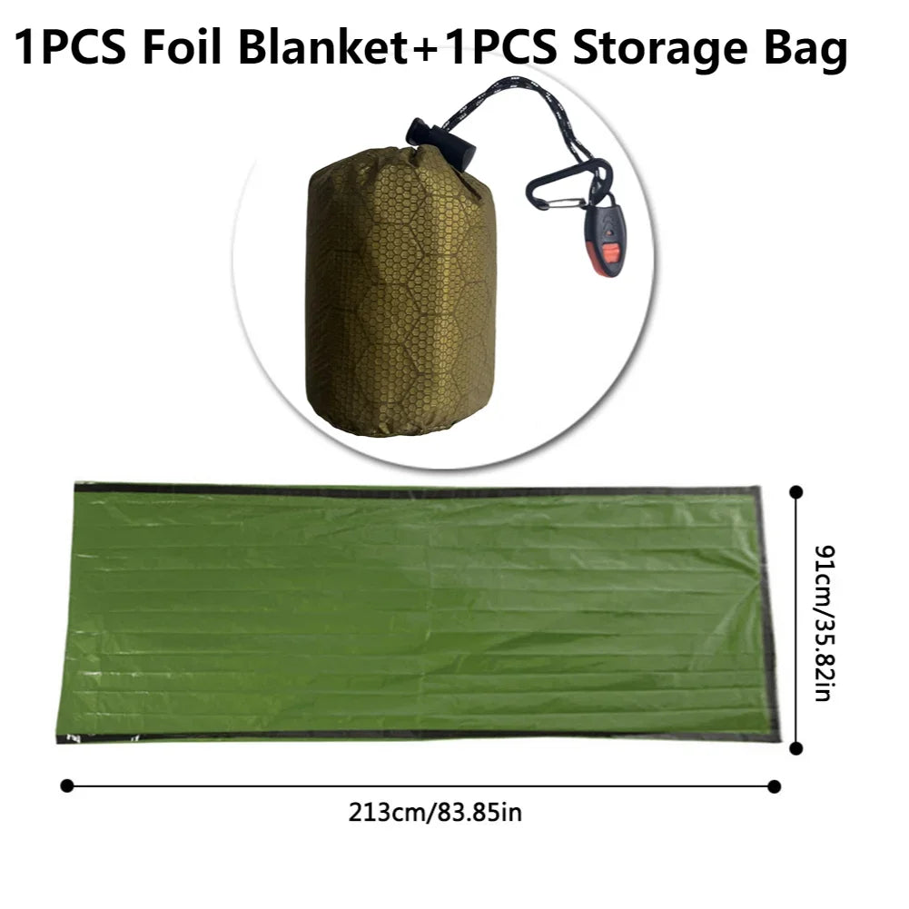Couverture et sac de couchage de survie thermique d'urgence