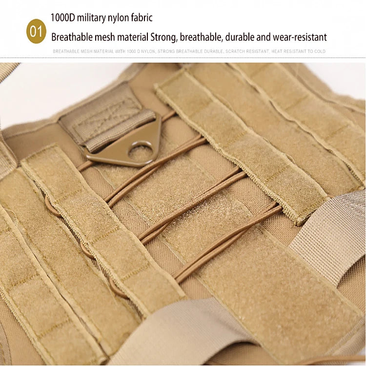 Tactical Dog Harness Military Training  Padded Quick Release Vest Pet Training Dog Harness For Set Small Medium Large Dogs