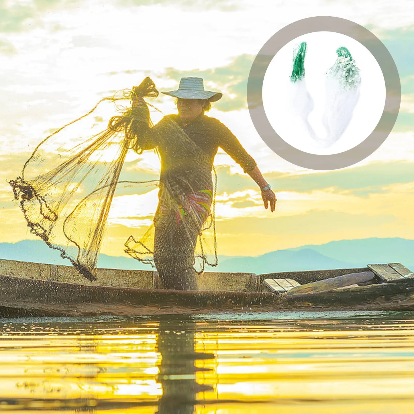 Filet de pêche professionnel en soie – Nasse à poissons flottante en maille collante de 20m
