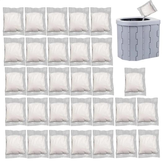 Portable Toilet Waste Gelling Powder – Liquid Solidifier & Odor Neutralizer for Camping & Emergency Toilets (30 Pack)