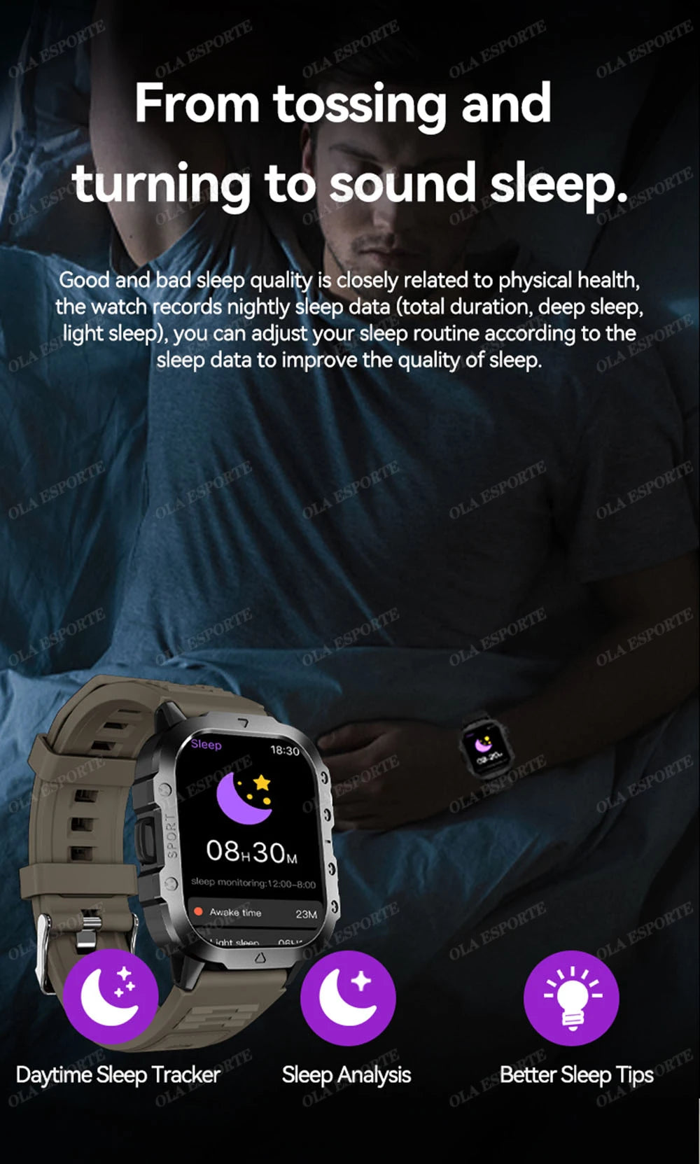 Military GPS Smart Watch – 2.01" AMOLED Bluetooth Call Flashlight 3ATM Waterproof Sports Smartwatch for Men
