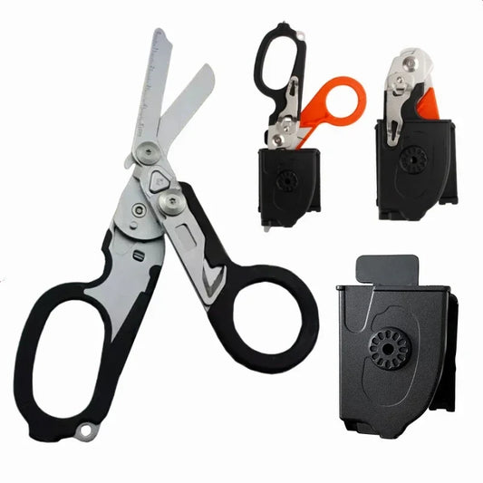 Tactical Rescue Scissors – Foldable Multifunction EDC Survival Tool with First Aid Scissor Combo for Outdoor & Emergency Use