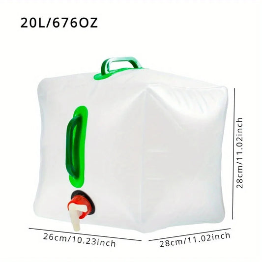 10L/20L Folding Water Bag - Collapsible Container w/Leakproof Tap & Carry Handle, Portable Bucket for Camping/Hiking/Emergency