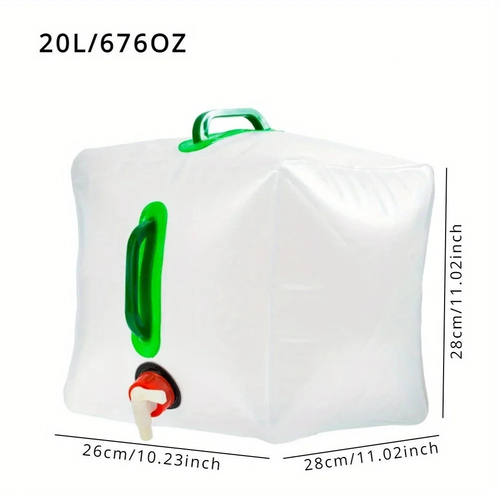 10L/20L Folding Water Bag - Collapsible Container w/Leakproof Tap & Carry Handle, Portable Bucket for Camping/Hiking/Emergency