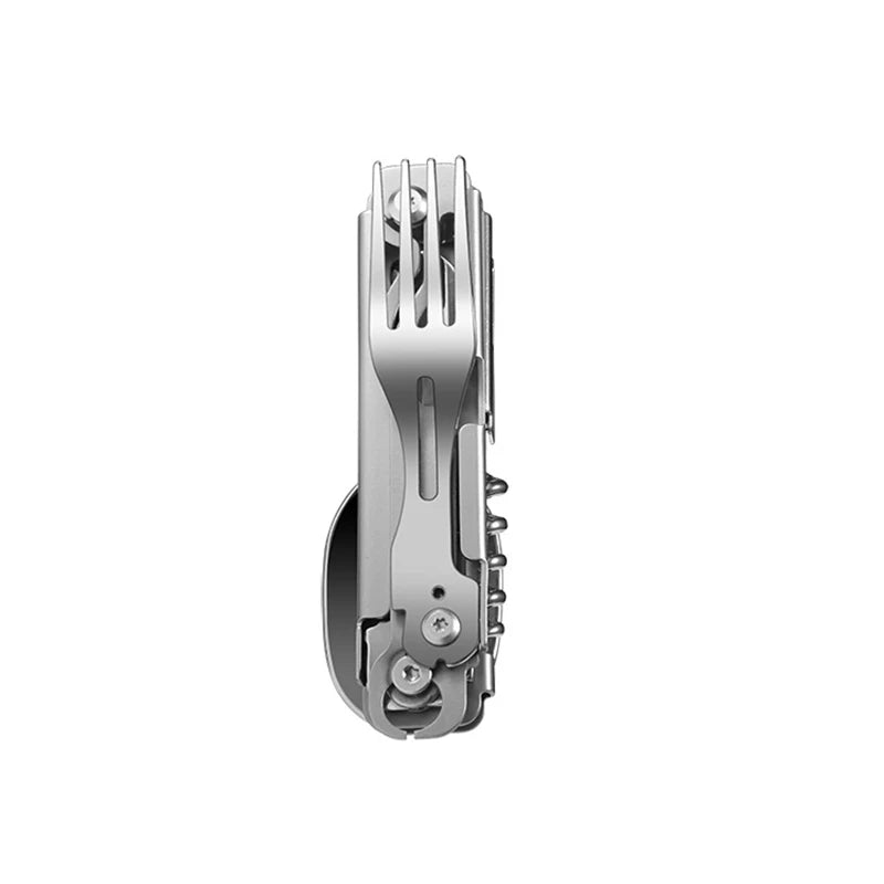 Stainless Steel Survival Knife Card – All-in-One Camping Tool with Saw, Rope & Tableware