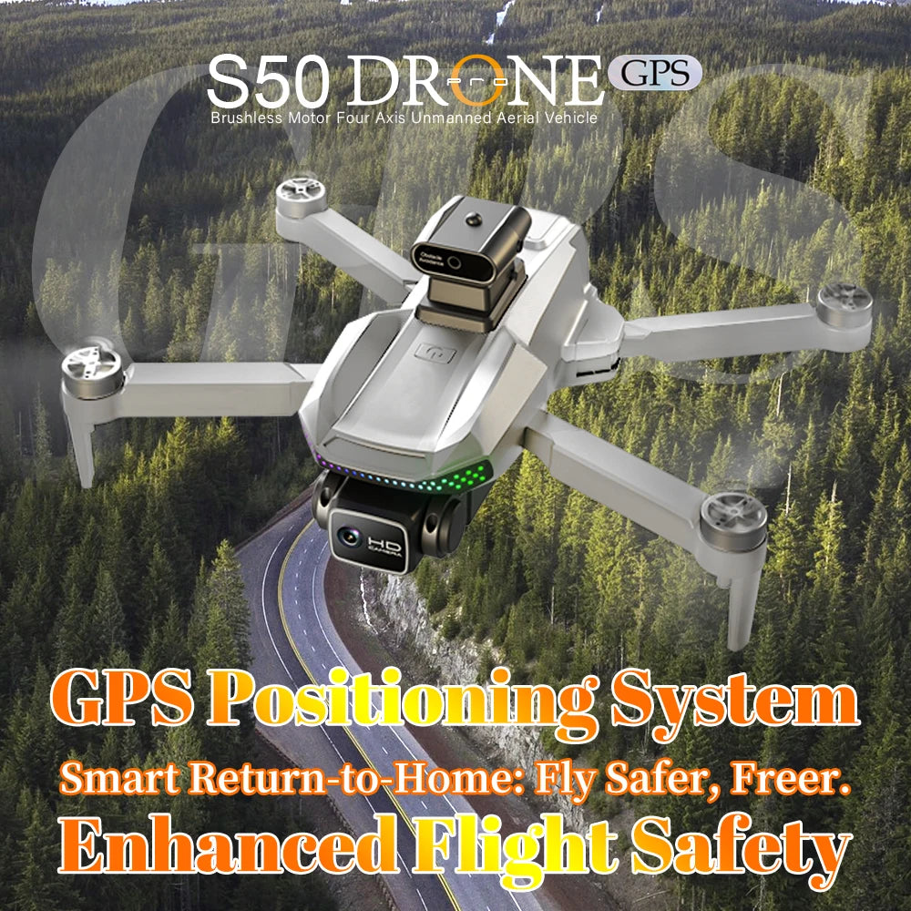 S50 PRO GPS Drone — 2 Batteries, HD Camera, Obstacle Avoidance, 4.5" Screen Remote