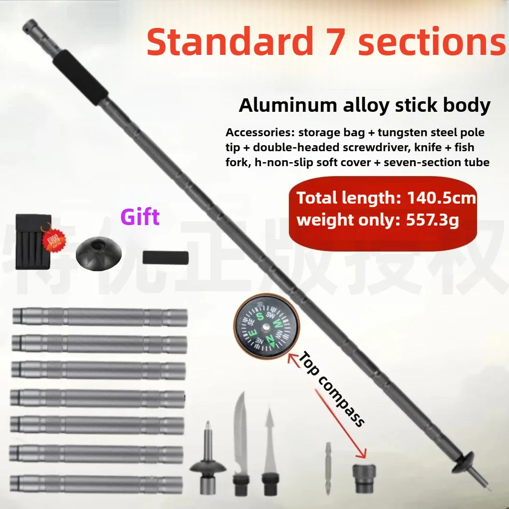 Trekking Poles Folding Multifunctional Hiking Poles Outdoor Hiking Camping Ultralight Tactical Set Telescopic Hiking Poles