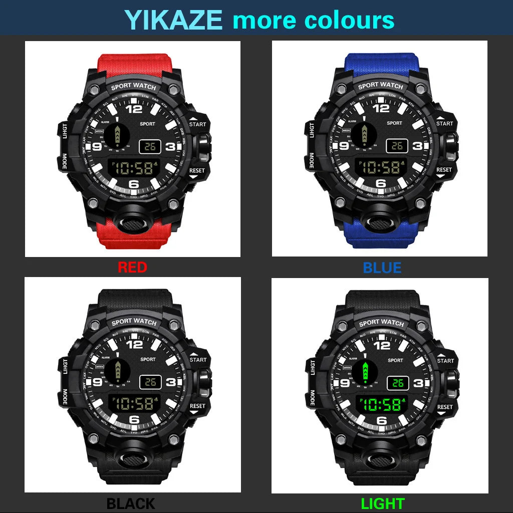 Men's Military Sports Watch – Large Dial Multifunctional Waterproof Luminous Alarm Digital Wristwatch for Men & Kids
