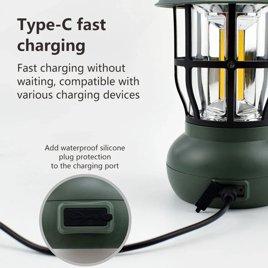 DF Tactical LED Camping Lantern – USB Rechargeable Portable Tent Lamp with 3 Modes for Hiking, Camping & Emergency