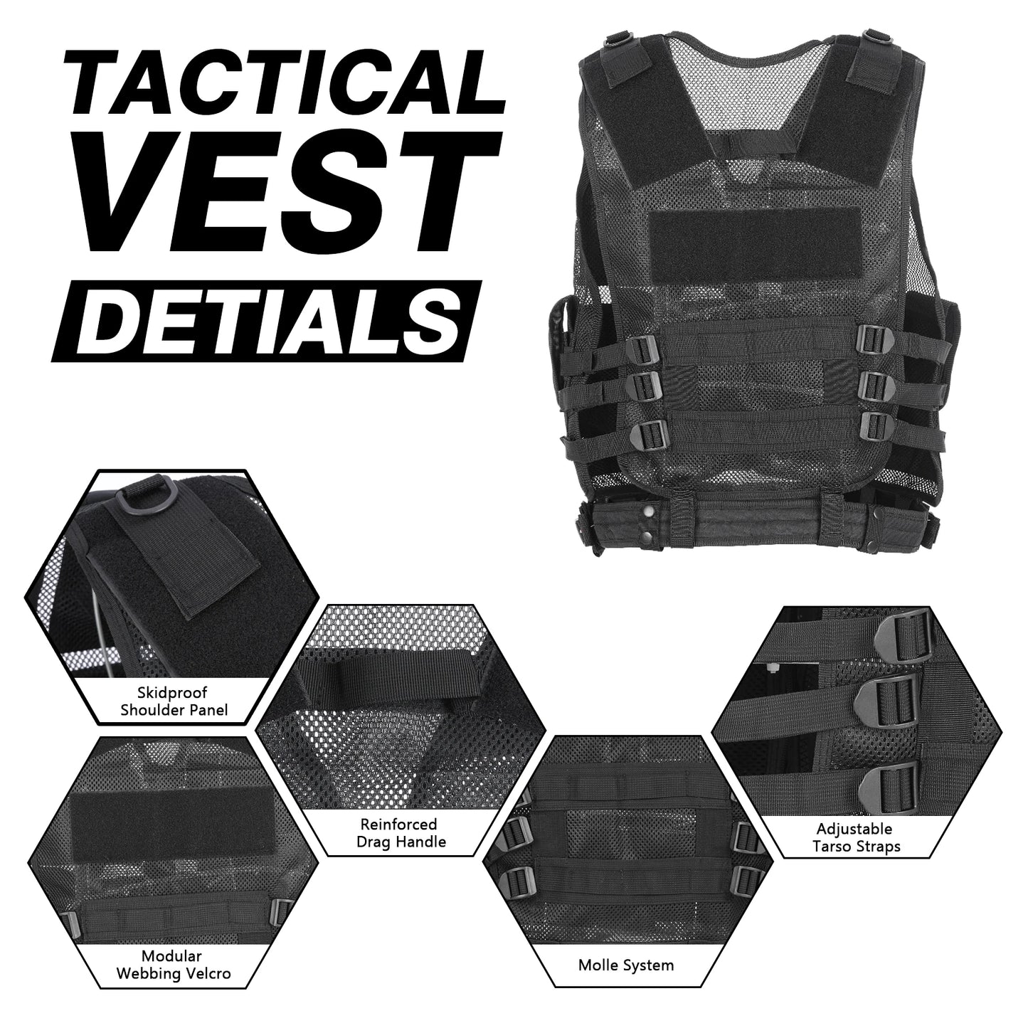 Tactical Vest – Nylon Adjustable Multi-Pocket Vest for Hunting, Camping, Hiking & Airsoft