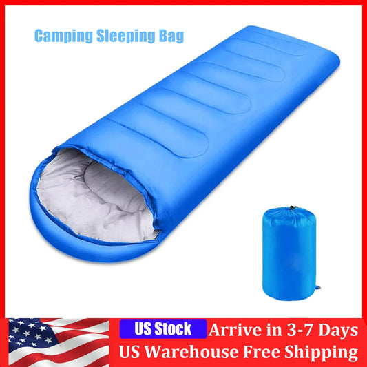 Camping Sleeping Bag Envelope Cap Spring Summer Autumn Outdoor Hiking Travel Bag Single Sleeping Warm Bag 210*75CM 5-20 Degree