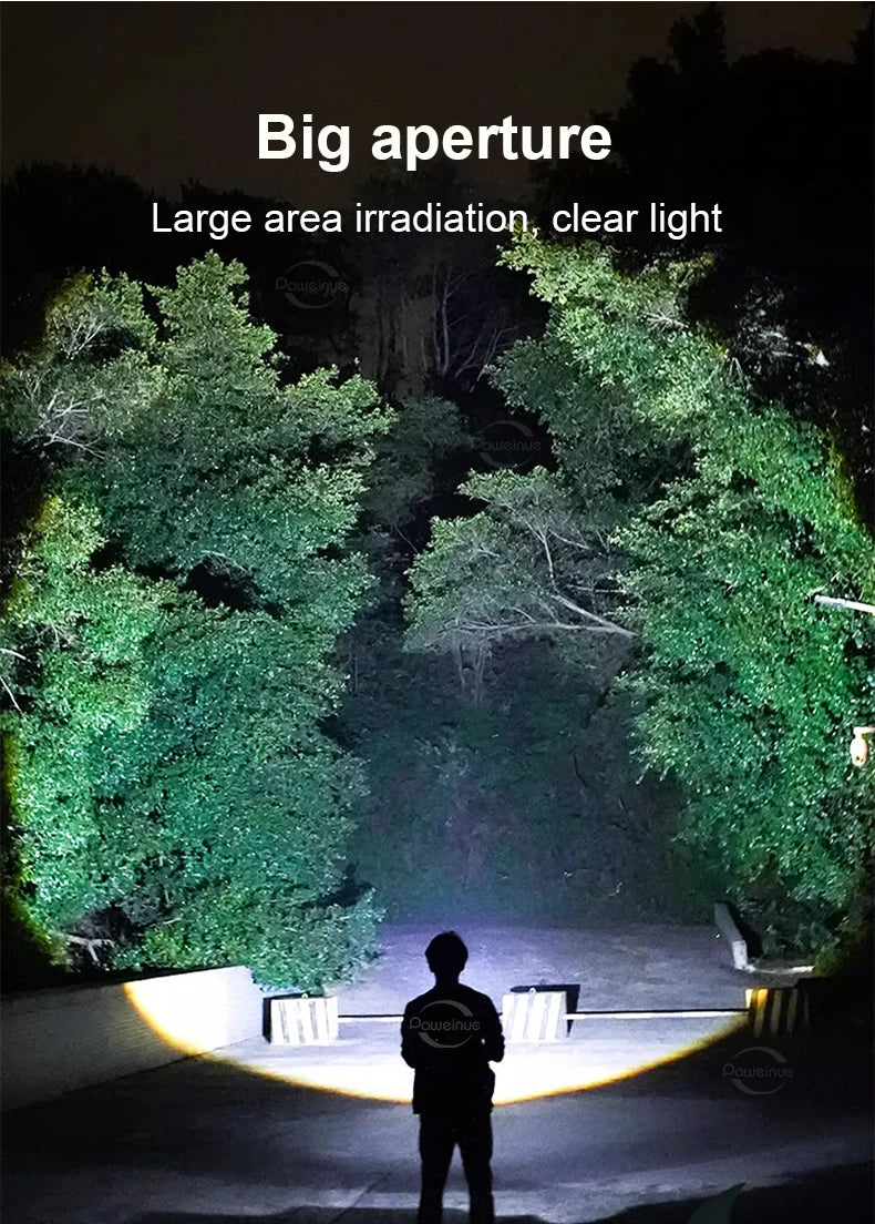 LED Tactical Military Flashlight High Power Rechargeable USB 18650 Torch Light Self Defense Hunting Night Scout Zoom Flashlights
