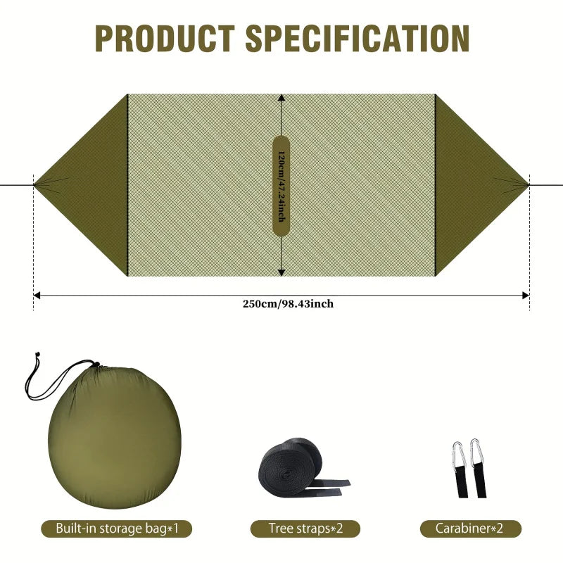 2-In-1 Camping Hammock with Mosquito Net — 1.6 lbs Ultralight Parachute Nylon