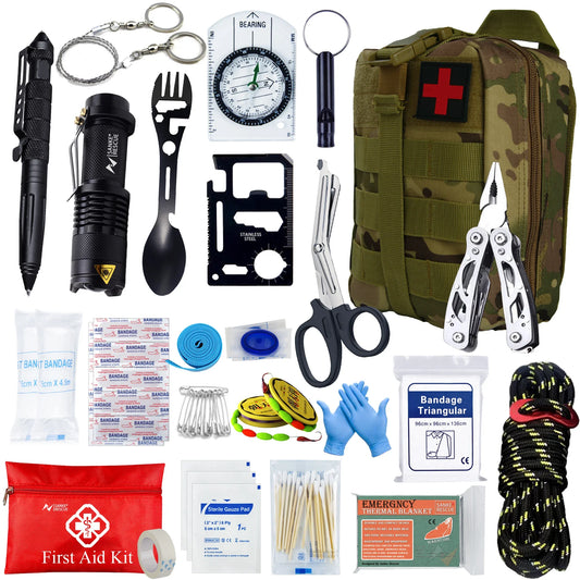 24-in-1 Tactical Survival Kit – MOLLE First Aid Bag with EDC Tools for Emergency Preparedness