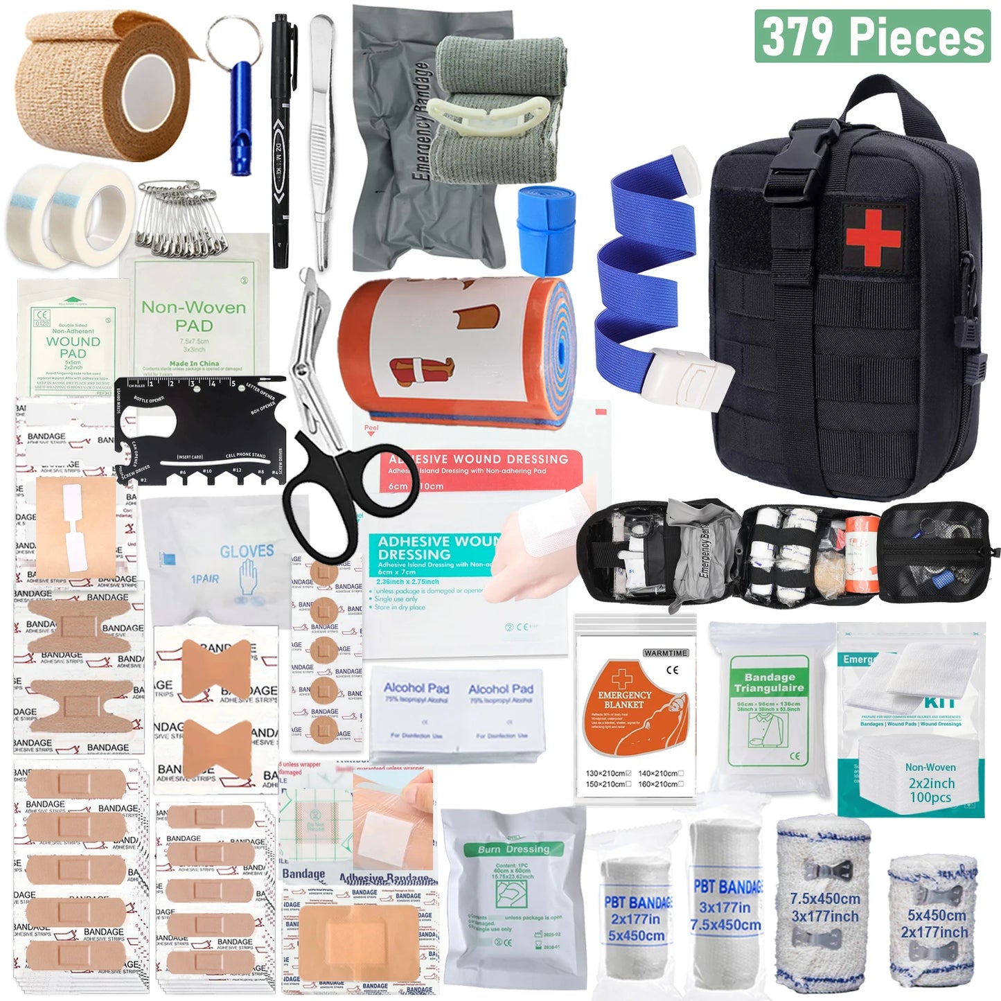 379-Piece First Aid Kit – Portable Emergency Bag for Home, Office, Outdoor Activities, Camping & Hunting