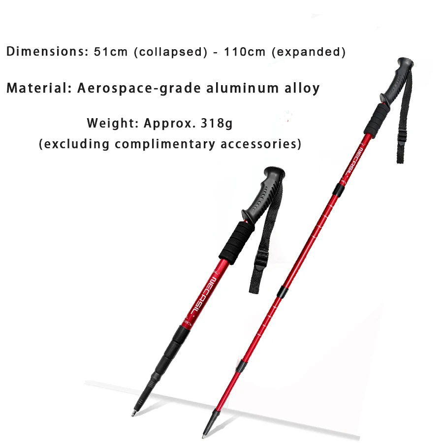 Shock-Absorbing Trekking Poles – Collapsible Lightweight Hiking Sticks (Pair)