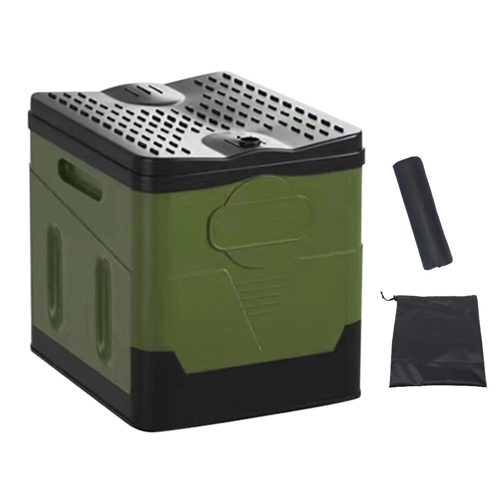 Portable Camping Toilet – Foldable Collapsible Potty with Lid for Camping, Travel & Emergency Use