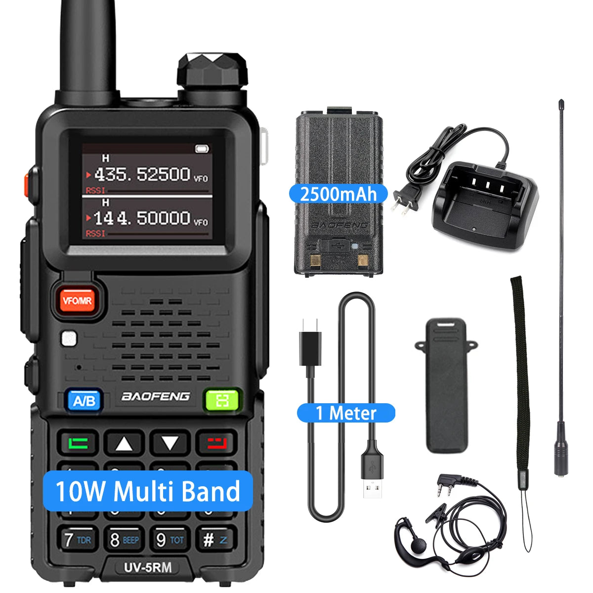 Baofeng 5RM 10W Ham Radio — NOAA Weather, Rechargeable, Upgrade of UV-5R