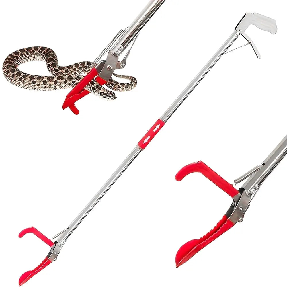 Pinces à serpent pliables de 1,5 m – Outil de capture de reptiles en acier inoxydable à mâchoire large