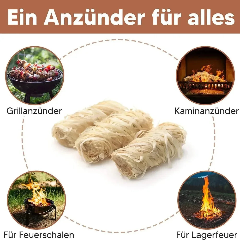 Encendedores de Cera Natural – Leña para Chimenea, Barbacoa, Estufa y Encendido de Carbón (30/60/100 unidades)
