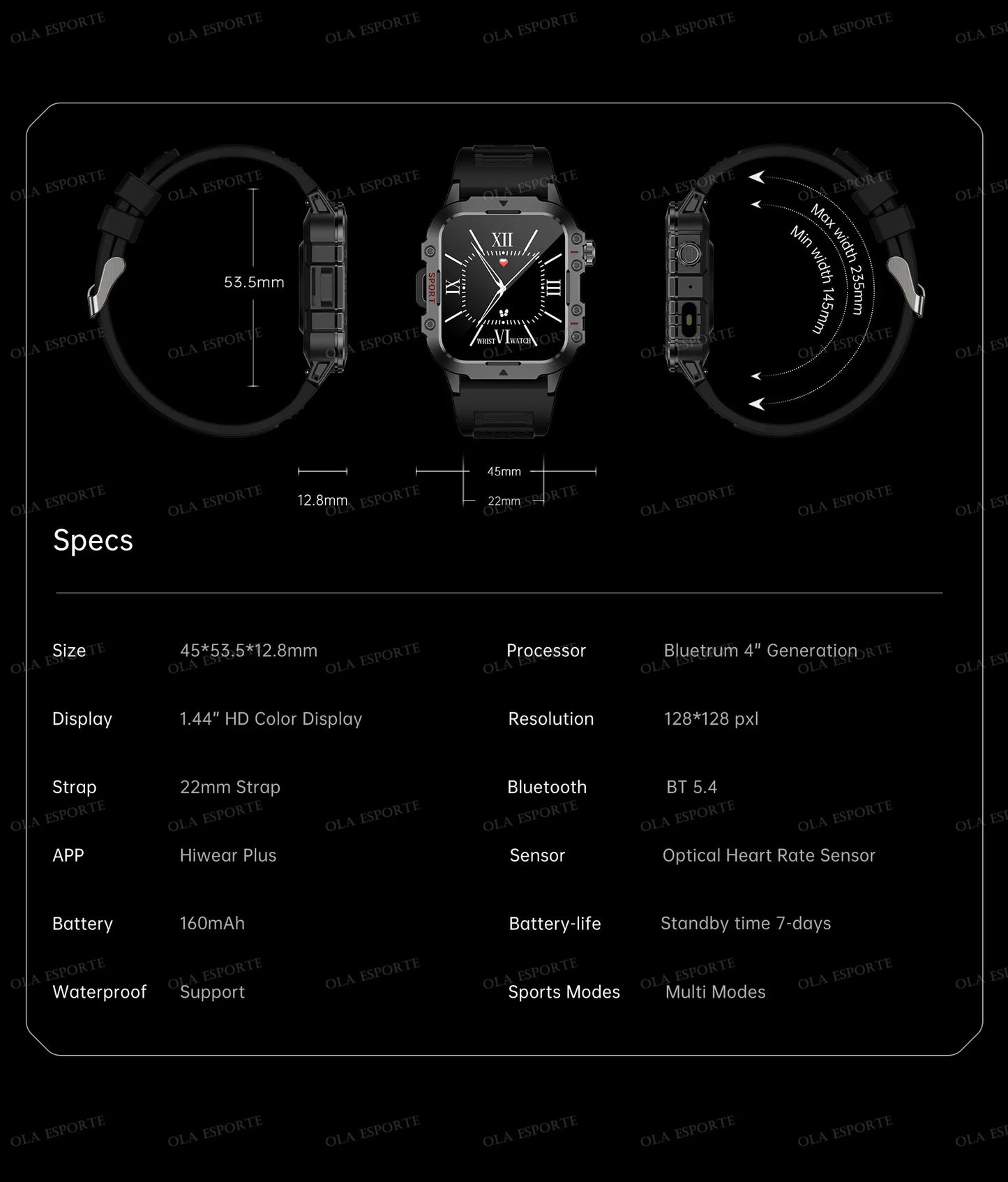 Military Smart Watch – GPS Flashlight 3ATM Waterproof Bluetooth Call 100+ Sport Modes Outdoor Smartwatch for Men
