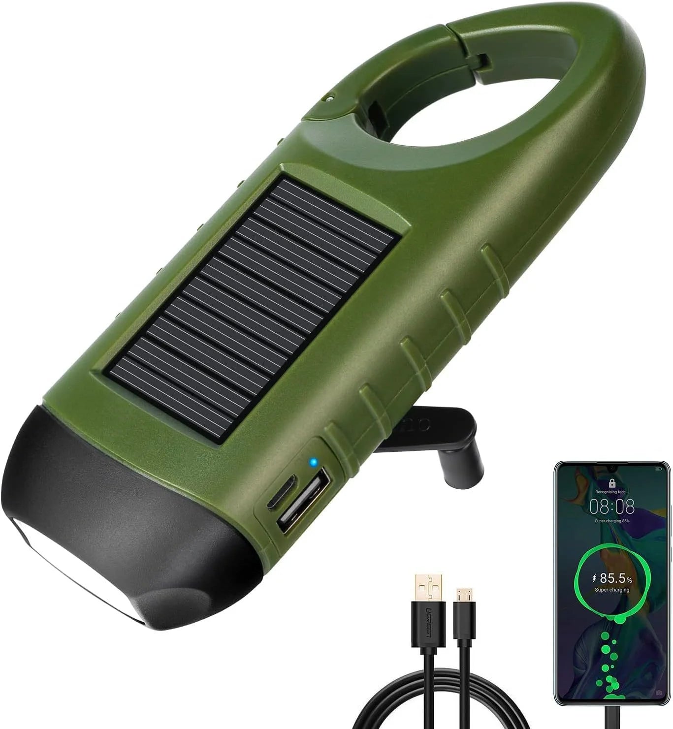 Linterna solar de manivela — Antorcha de supervivencia recargable autoalimentada