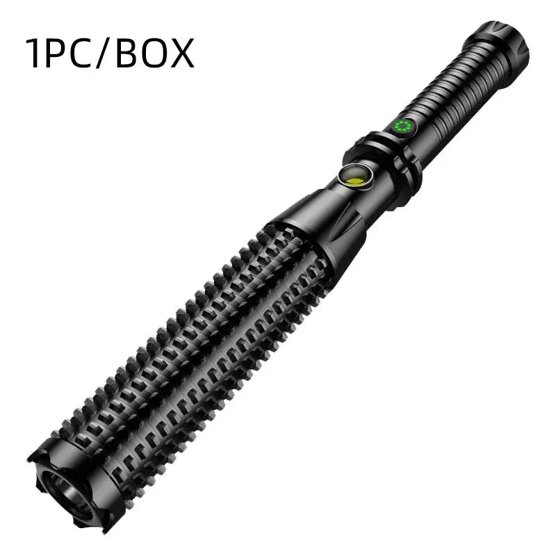 Linterna Táctica Bastón - LED Recargable Súper Brillante con Defensa Personal y Rompeventanas