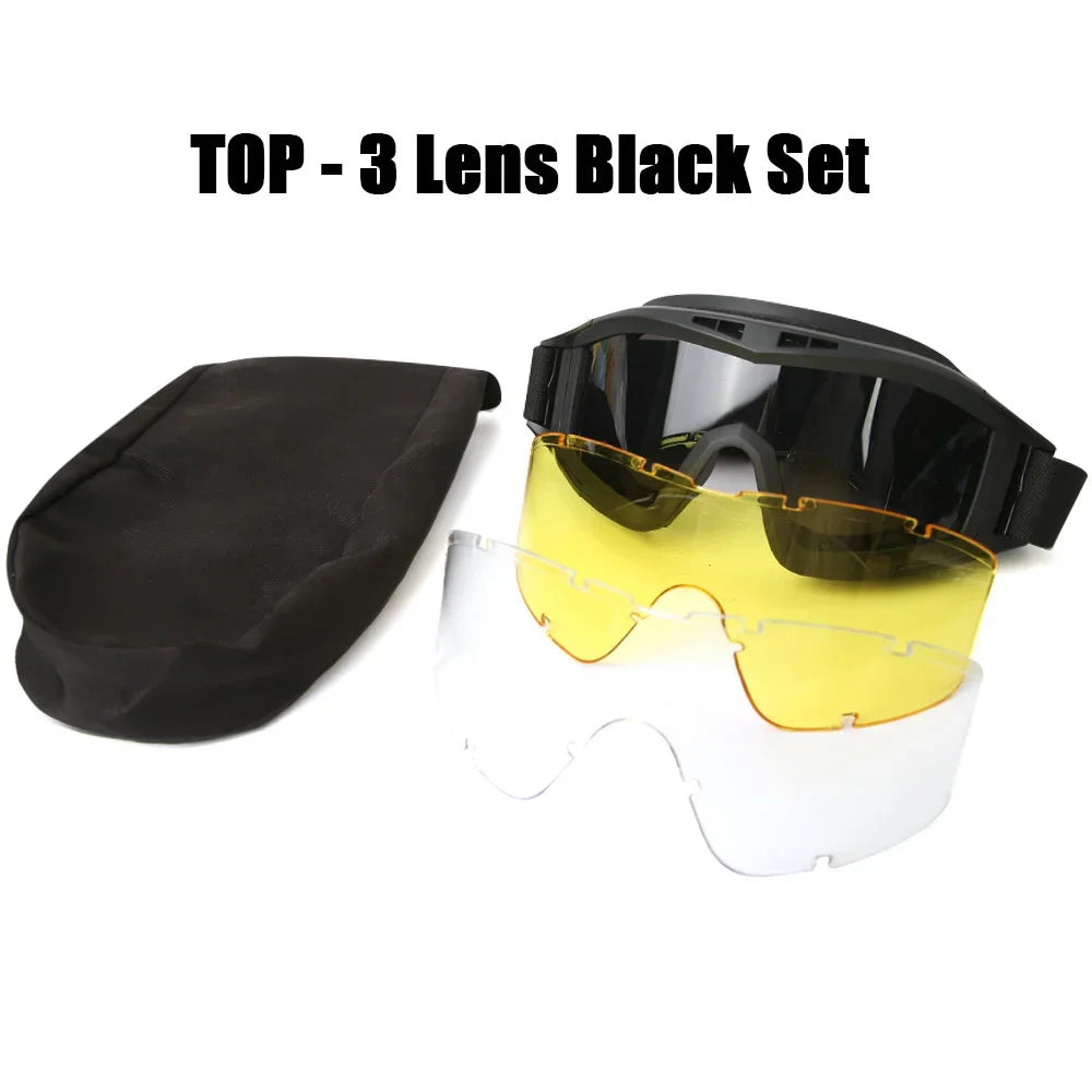 Gafas Balísticas TacticalEdge — Protección Ocular Cortavientos de 3 Lentes