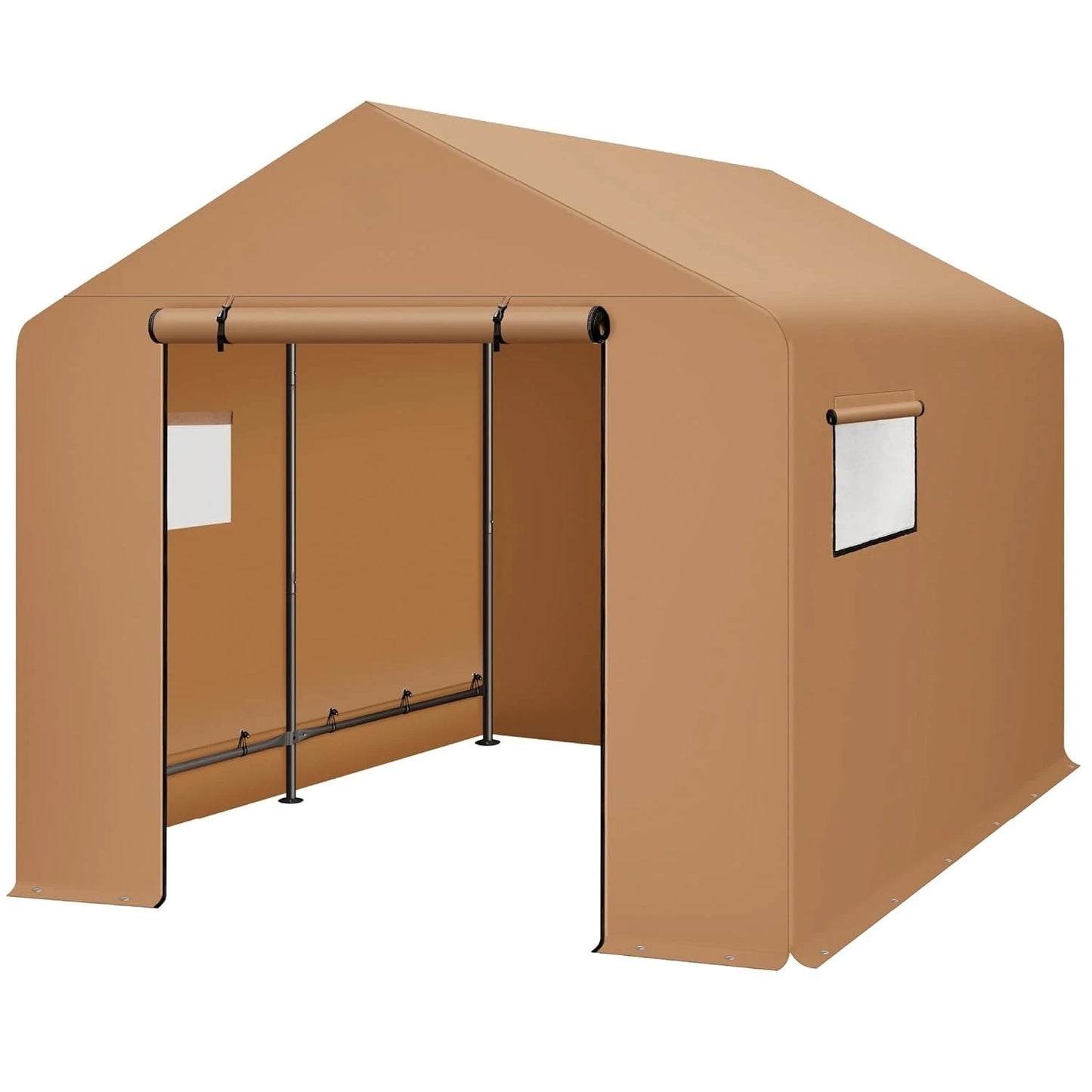 10x8ft Outdoor Storage Shed Carport Canopy Shelter with Dual Doors And Windows Metal Frame Weather-Resistant Customized