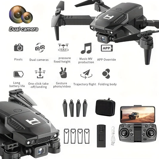 H4 Foldable Drone — Dual HD Camera, LED Lights, USB Charging, App Control